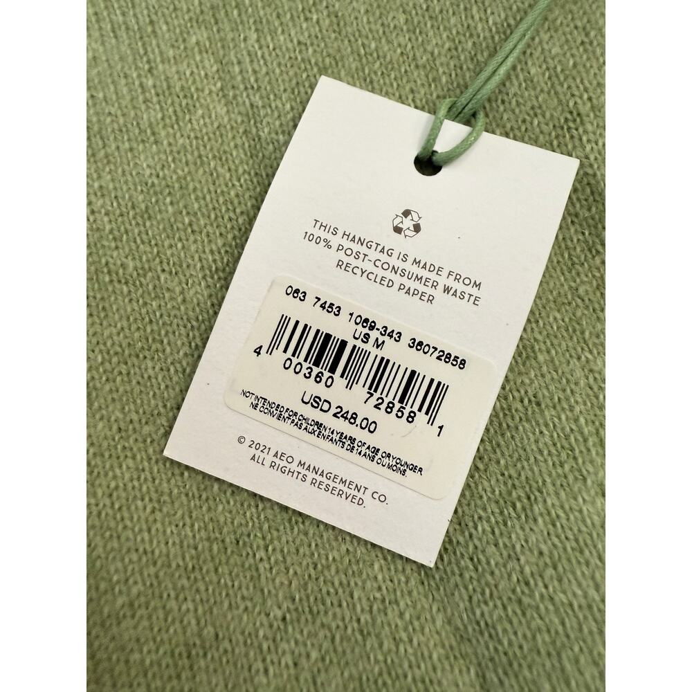 AE77 Women's Medium Green Elevated Basic 100% Cashmere Crewneck  Soft New Tag - Picture 5 of 8